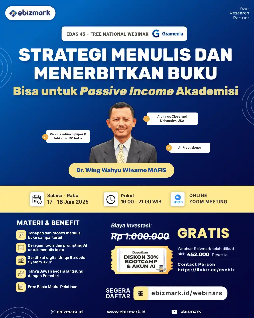 Webinar Strategi Menulis dan Menerbitkan Buku (Bisa untuk Passive Income Akademisi)